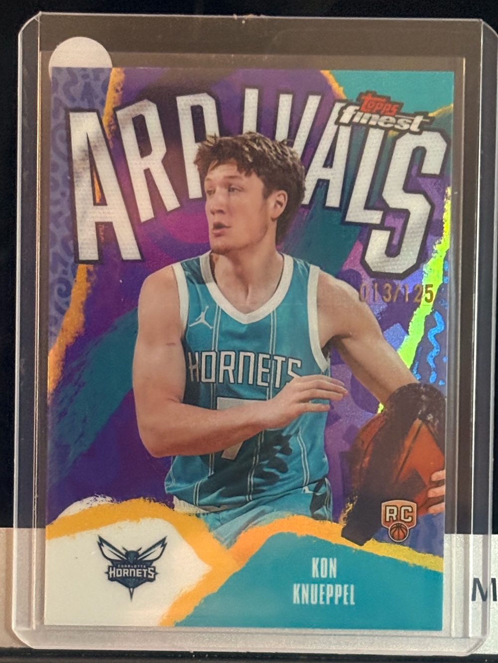 2025-26 Topps Finest - Arrivals Kon Knueppel #A-4 Purple X-Fractor /125 (RC)